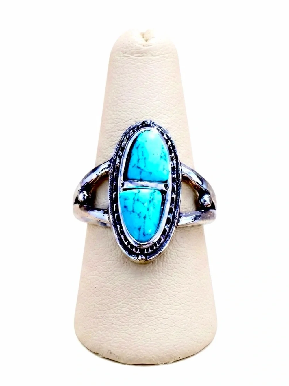 New Natural Blue Turquoise Navajo Genuine Silver Handmade OOAK Ring